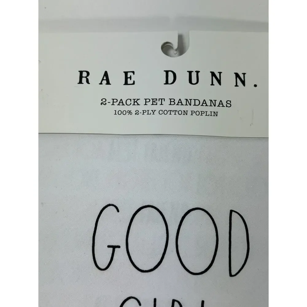 Rae Dunn 2 Pack Pet Bandannas Good Girl Size S/M 100% Cotton NWT